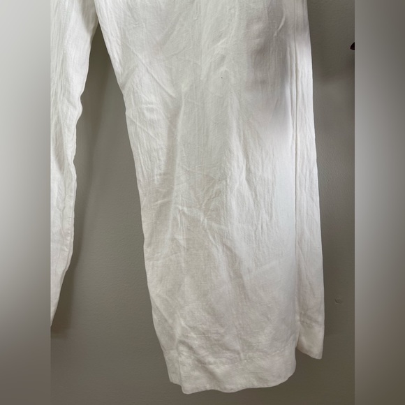 Zara Wide Leg Linen Blend Trousers In White Size XL - Picture 5 of 13
